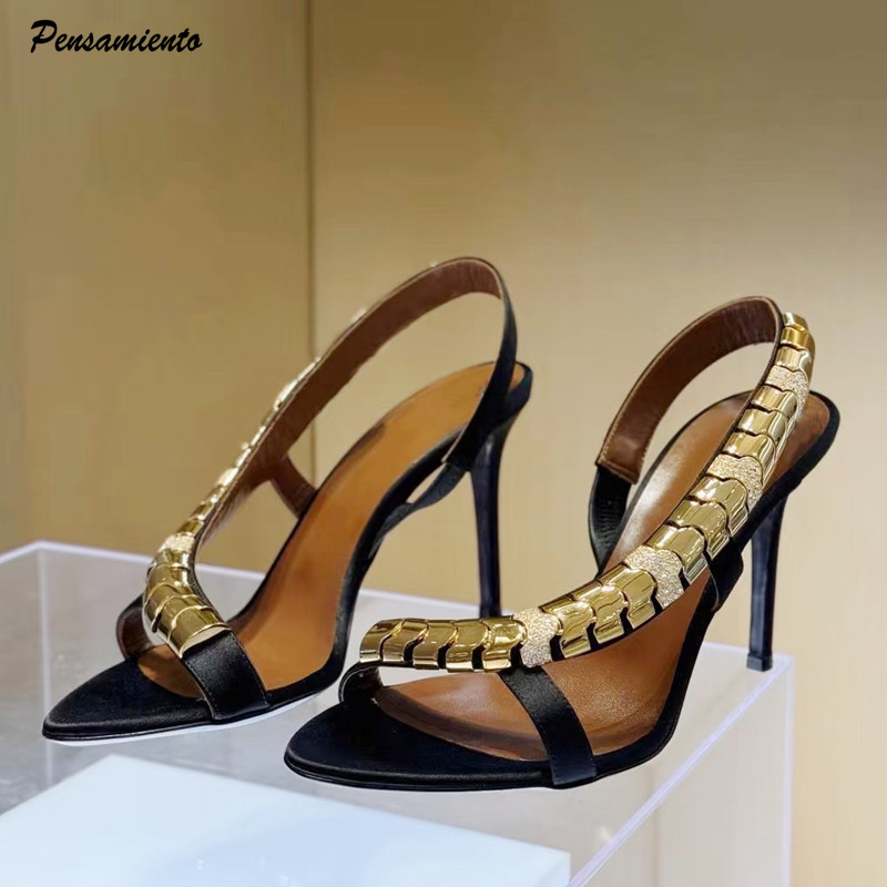 Women'S Fashion Line - Luxury Rhinestones Sequined Satin Women Gladiator