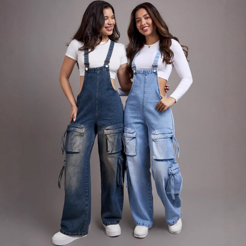 Women'S Fashion Overalls - Trendy Women's Casual Straight Leg Denim