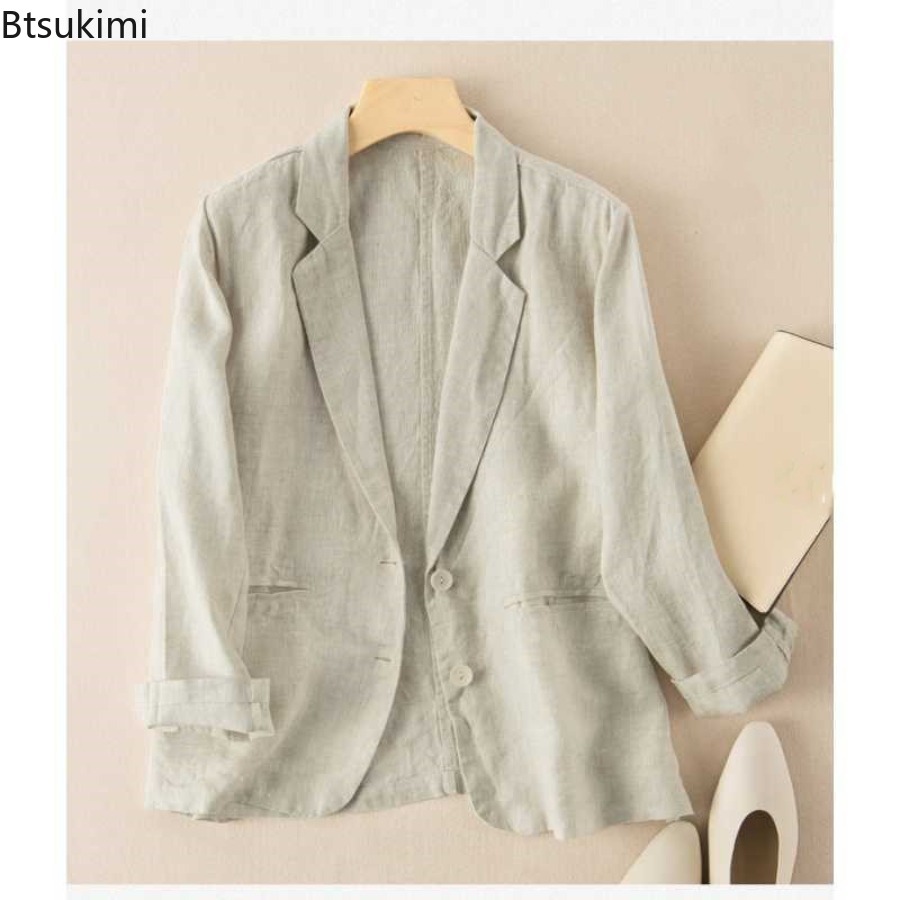 Blazer Women Oversized - 2026 New Cotton Linen Small Suit