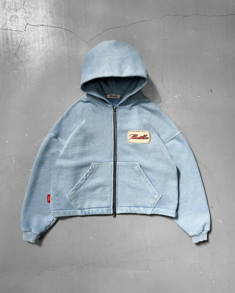 Women'S Fashion Zip Up Hoodies - Y2K Fashion New Letter Embroidery Patch
