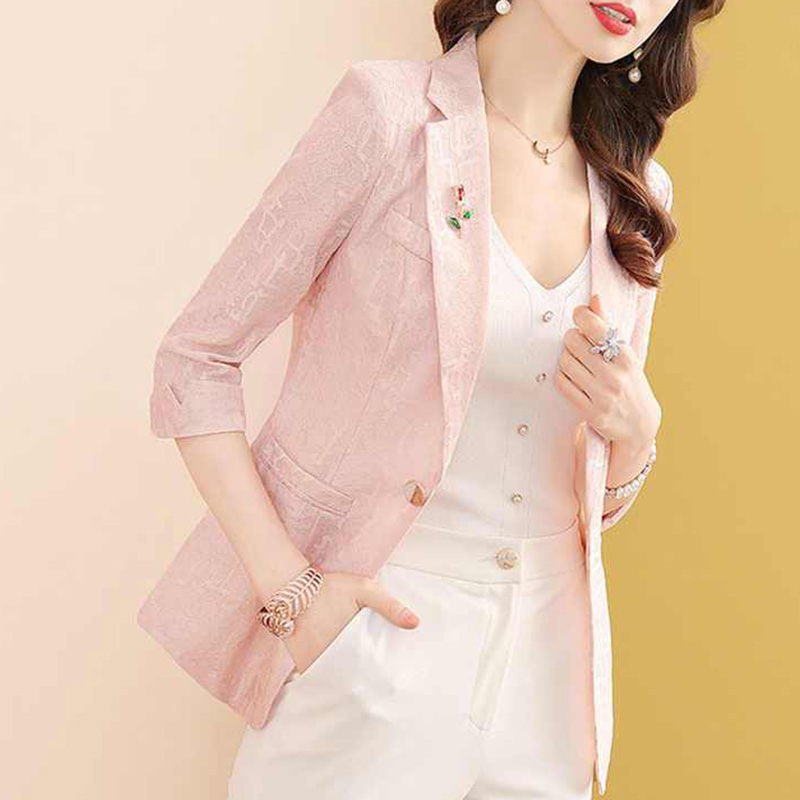Blazer Women Oversized - Elegant Solid Color Spliced Pockets Lace