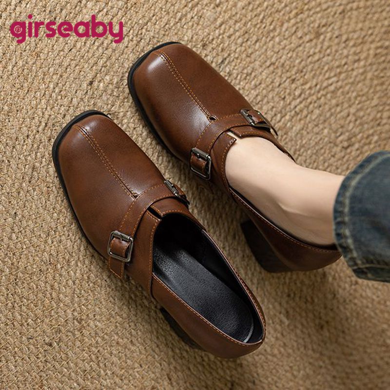 Fashion Women Belt - Girseaby Vintage Women Pumps Square Toe