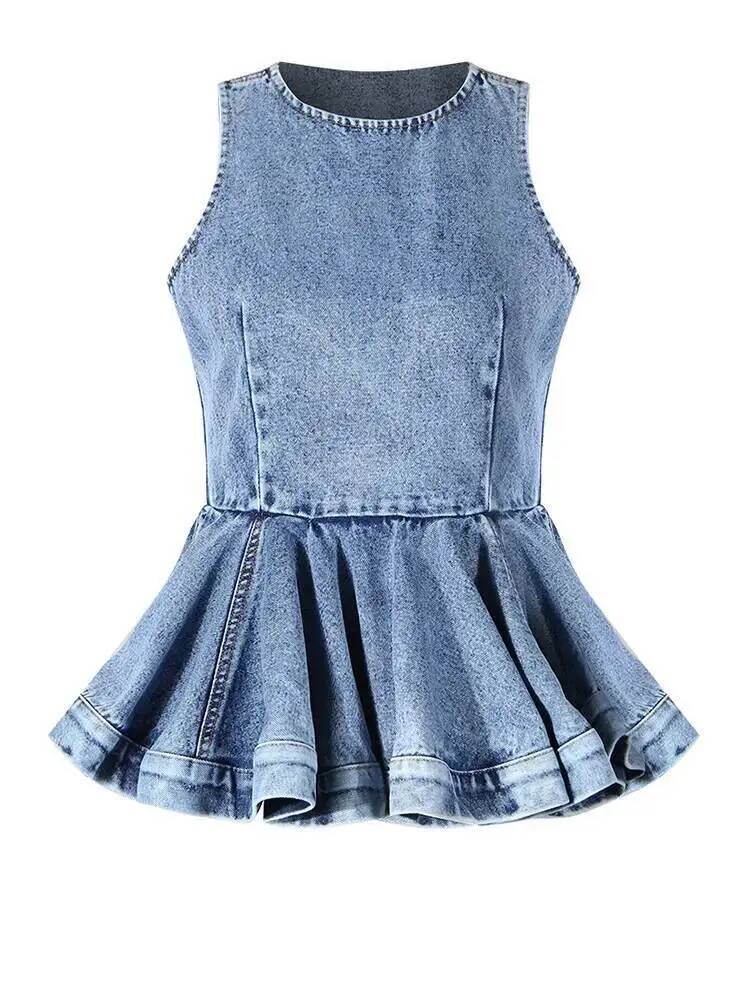 Ruffles Tank Blue Top Wide Leg - огляд і ціна Women'S Fashion Overalls