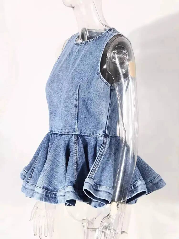 Ruffles Tank Blue Top Wide Leg - огляд і ціна Women'S Fashion Overalls