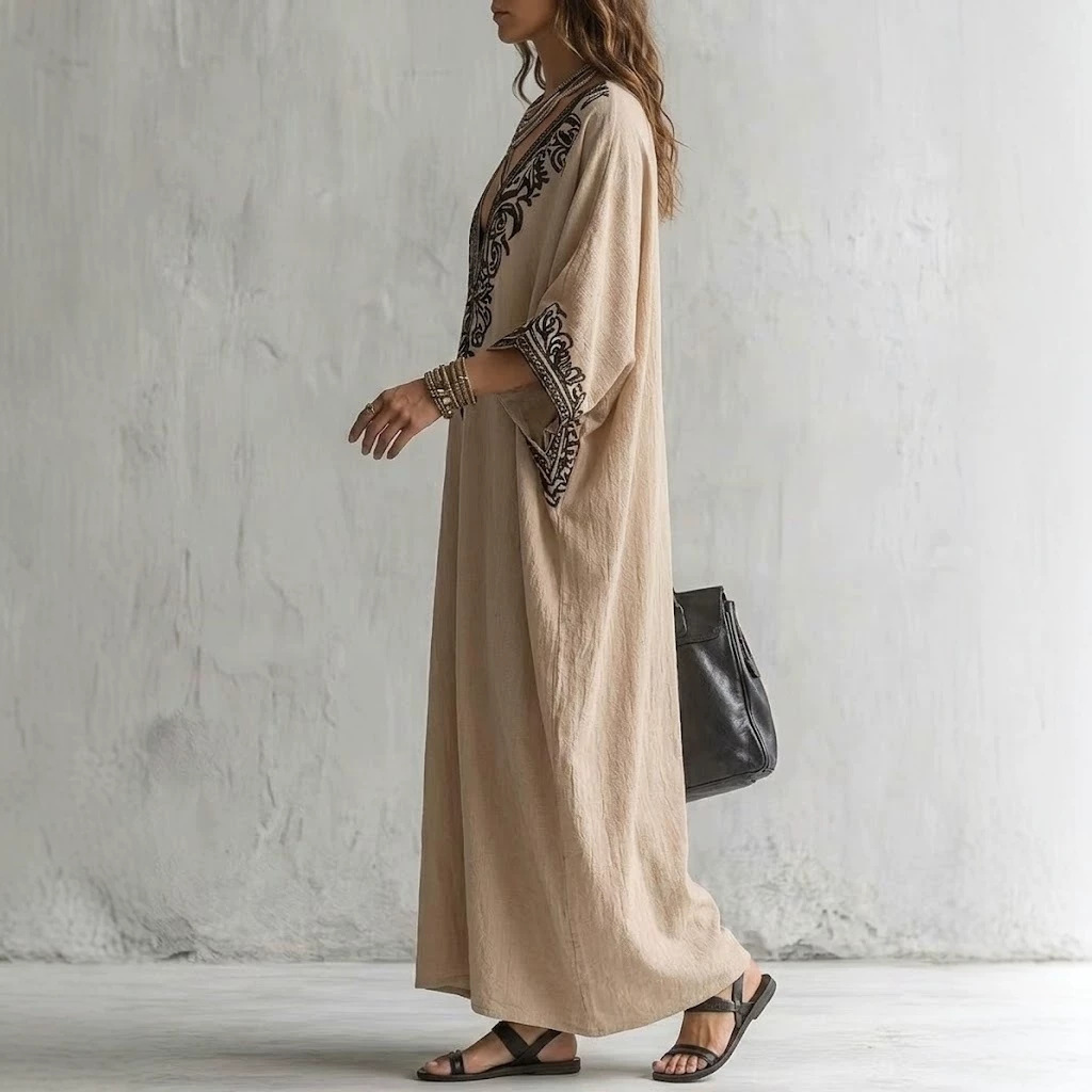 Women Boho Embroidered Kaftan  - огляд і ціна Maxi Dress Boho