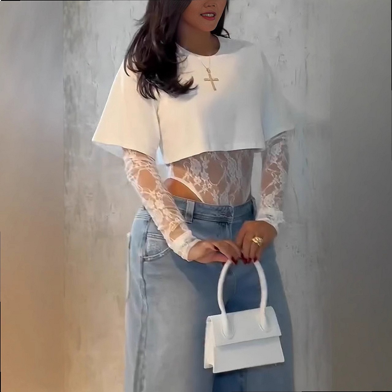 Lace Tee Tops for Women Long S - огляд і ціна Women'S Fashion Overalls