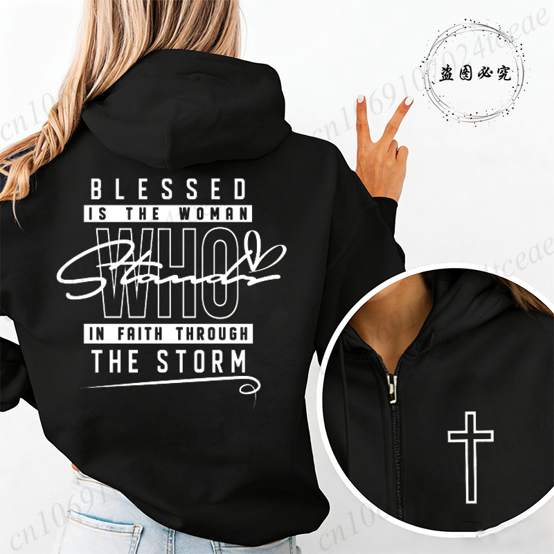 Jesus Faith Blessed Is The Wom - огляд і ціна Women'S Fashion Zip Up Hoodies