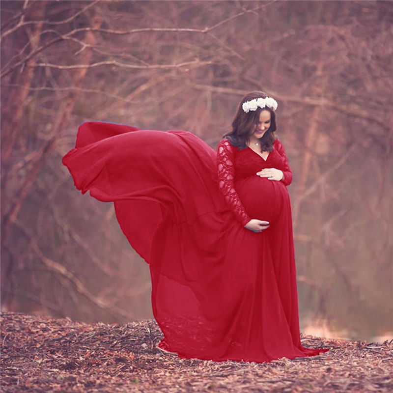 New Lace Chiffon Maternity Pho - огляд і ціна Maxi Dress Boho