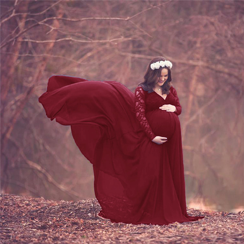 New Lace Chiffon Maternity Pho - огляд і ціна Maxi Dress Boho