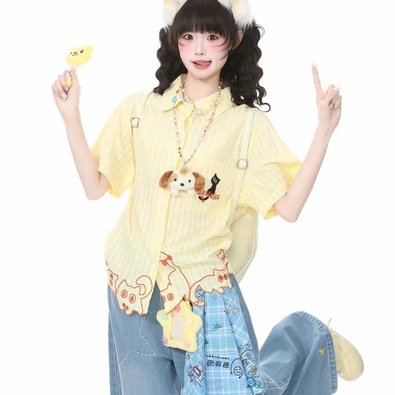 Kimutomo Shirts Women Embroide - огляд і ціна Women'S Y2K Fashion Aesthetic