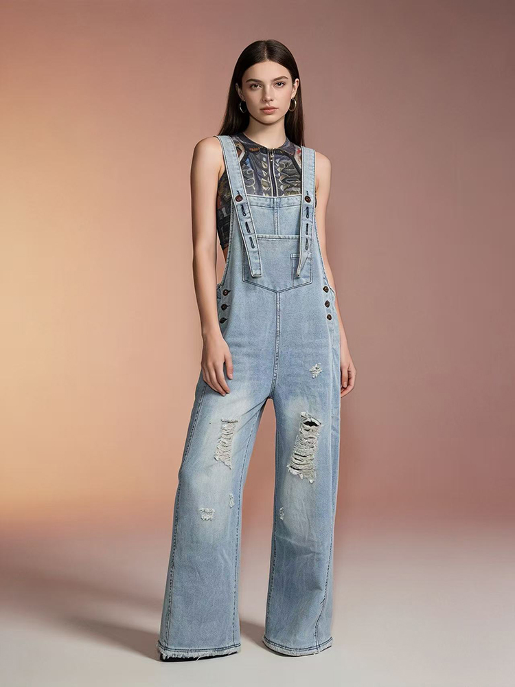 Fashion Retro Ripped Hole Deni - огляд і ціна Women'S Fashion Overalls