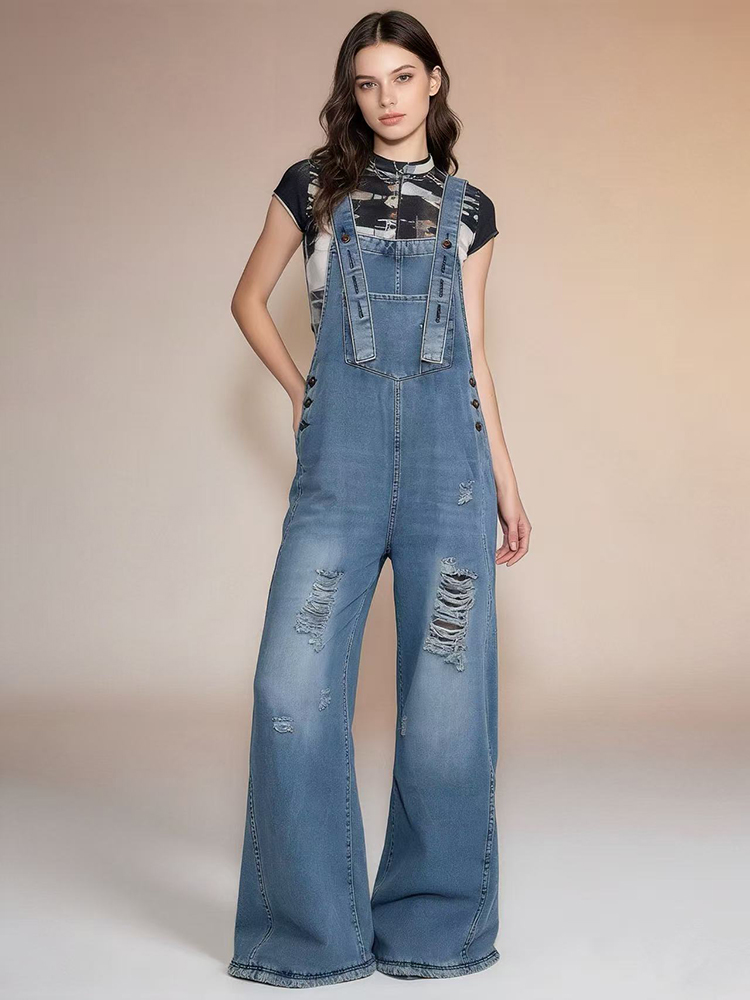 Fashion Retro Ripped Hole Deni - огляд і ціна Women'S Fashion Overalls