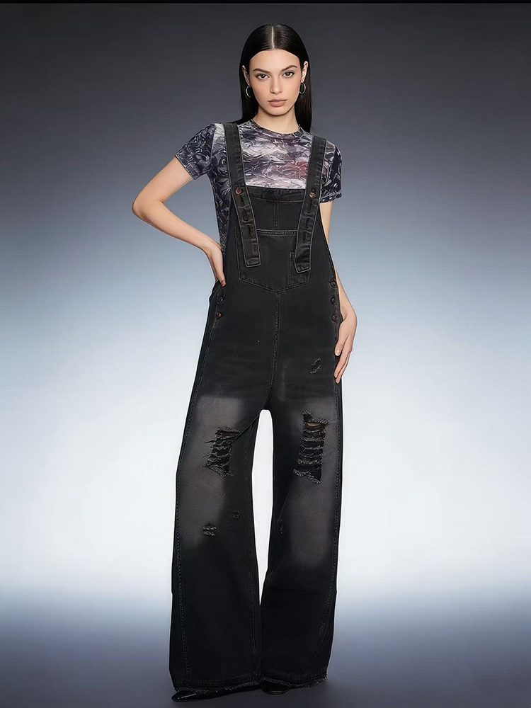 Fashion Retro Ripped Hole Deni - огляд і ціна Women'S Fashion Overalls