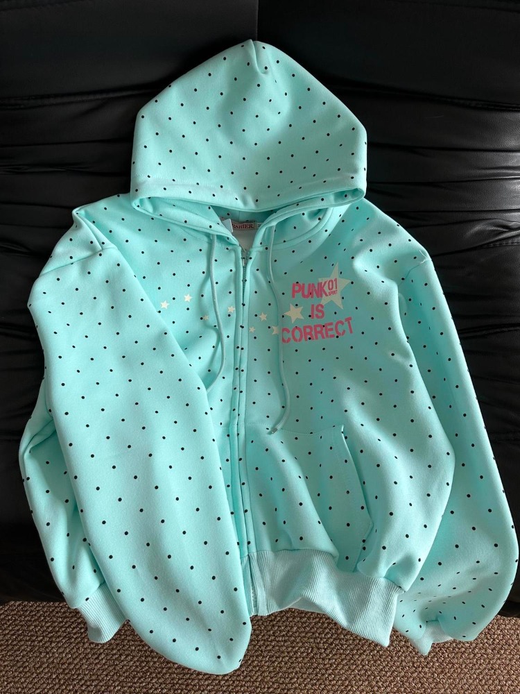 2026 New American Polka Dot Sw - огляд і ціна Women'S Fashion Zip Up Hoodies
