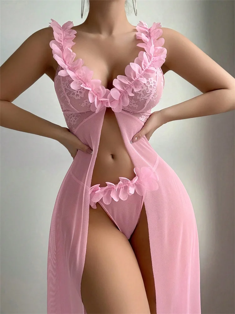 Pink Floral Lace See Through N - огляд і ціна Women'S Fashion Line