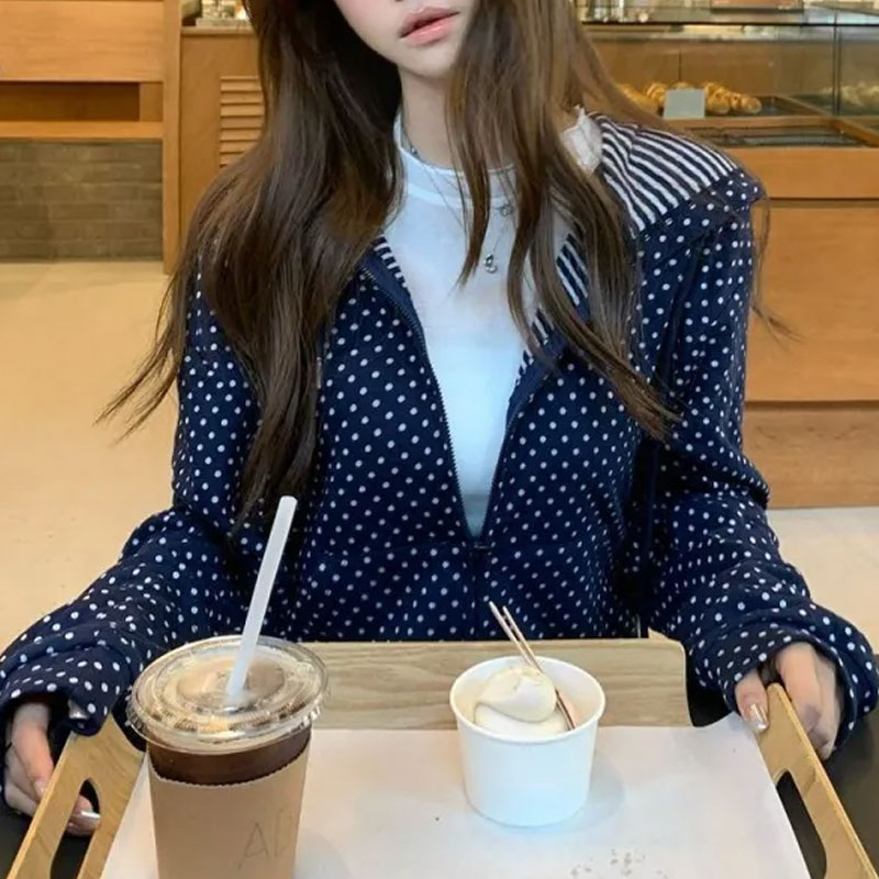 Korean Polka Dot Casual Printe - огляд і ціна Women'S Fashion Zip Up Hoodies