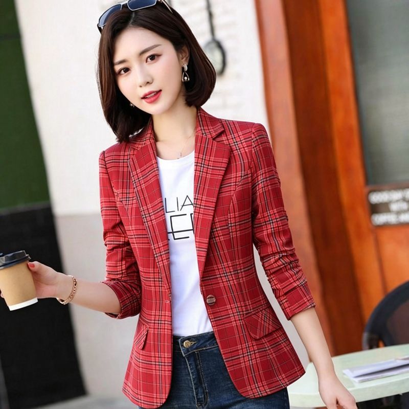 Temperament Plaid Suit Jacket  - огляд і ціна Blazer Women Oversized
