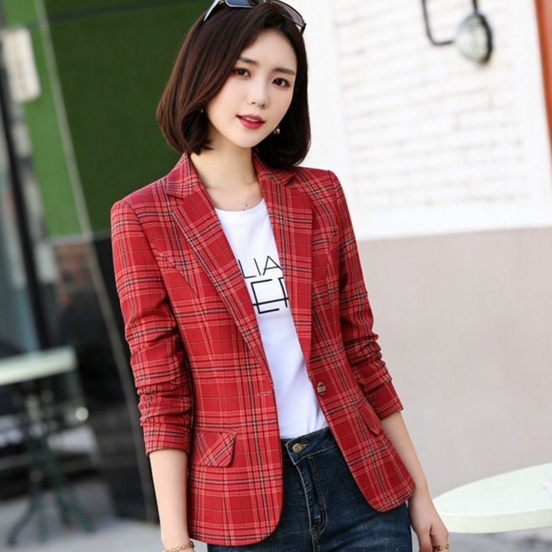 Temperament Plaid Suit Jacket  - огляд і ціна Blazer Women Oversized