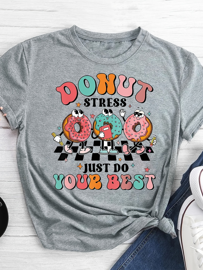 Cartoon Donut Print T-shirt, S - огляд і ціна Women'S Fashion Trends Summer 2025