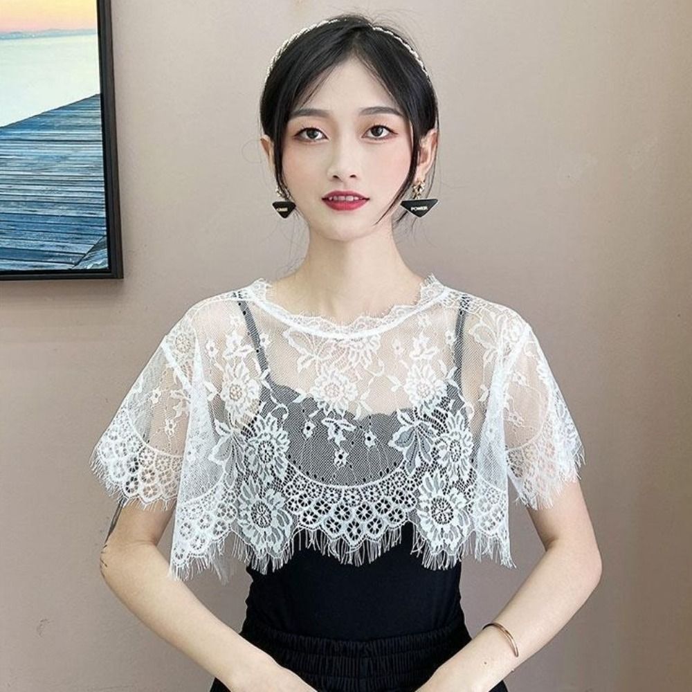 Female Lace Lace Shawl White B - огляд і ціна Women'S Fashion Poncho