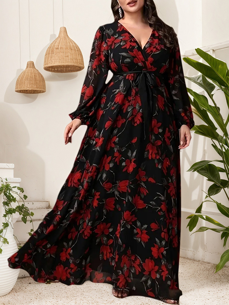 GIBSIE Plus Size Floral Print  - огляд і ціна Maxi Dress Boho