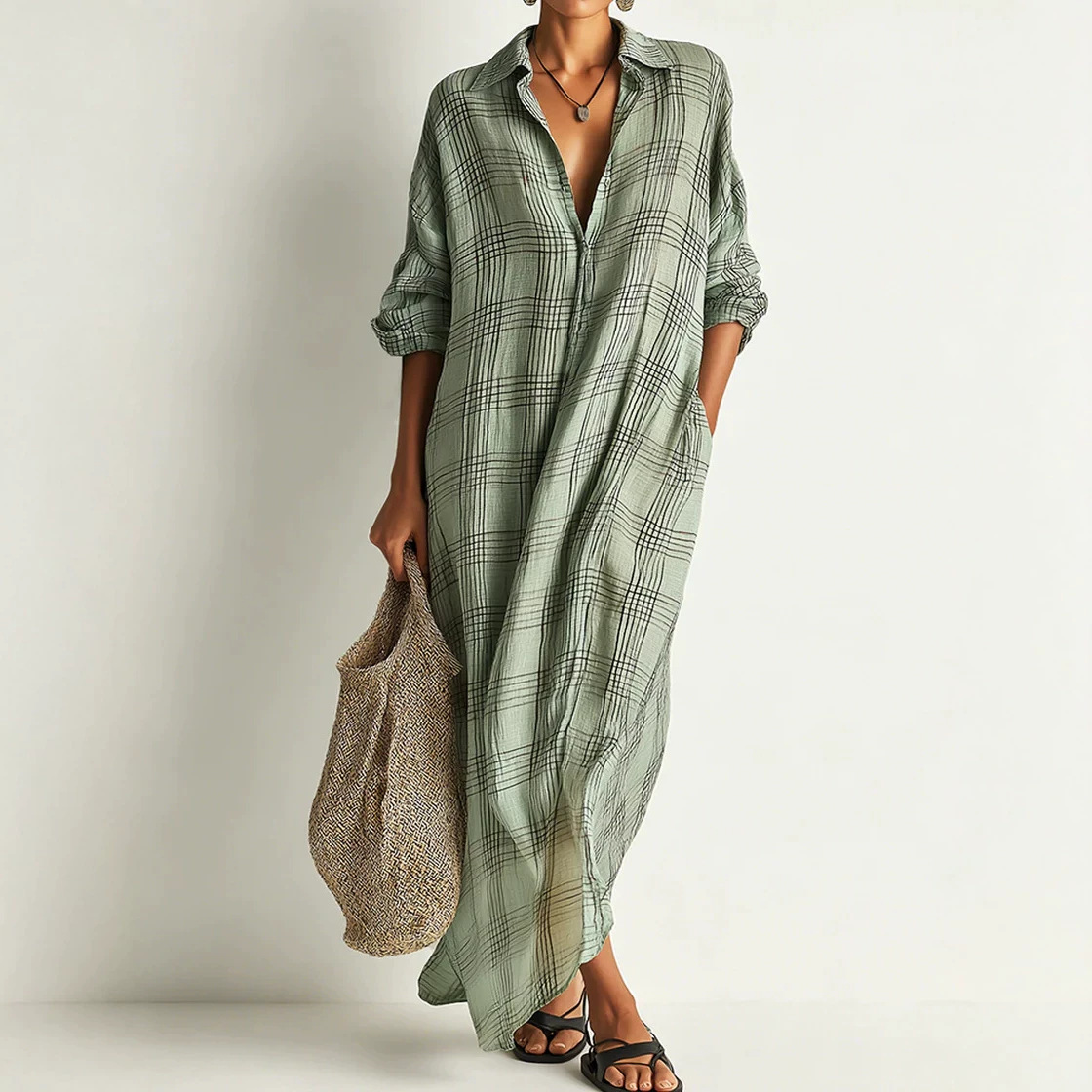 Printed Linen Cotton Midi Dres - огляд і ціна Maxi Dress Boho