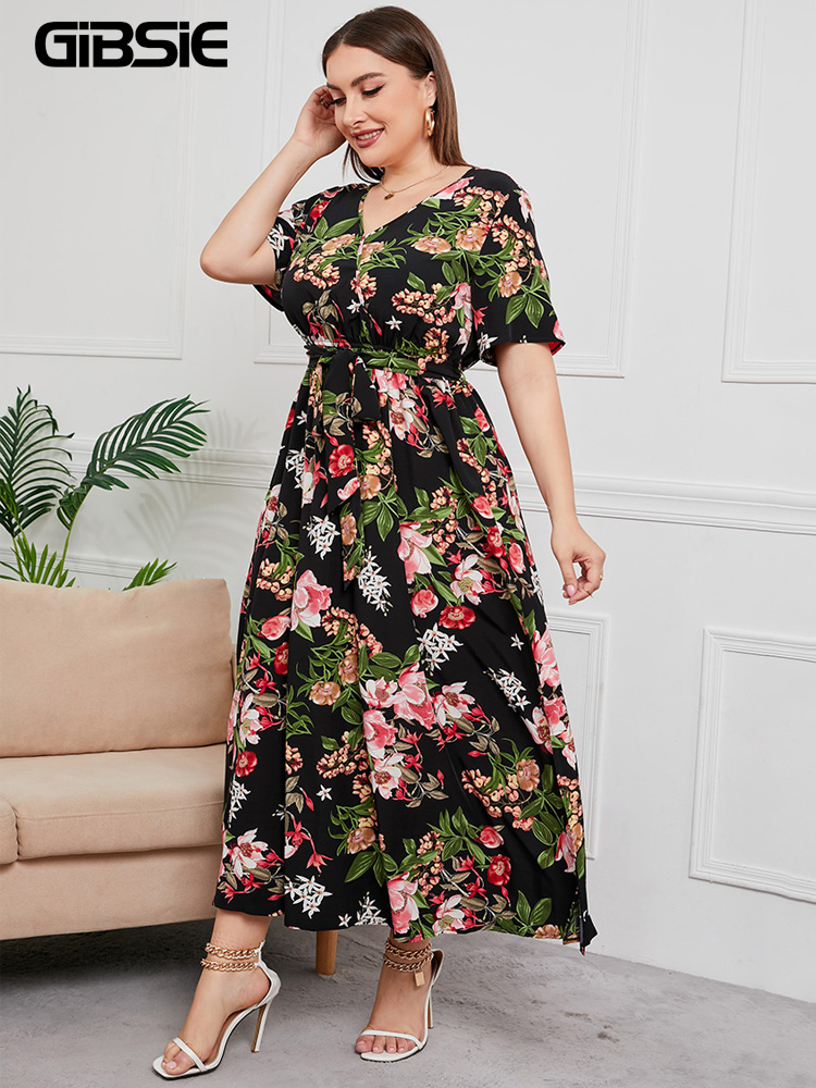 GIBSIE Plus Size V Neck Floral - огляд і ціна Maxi Dress Boho