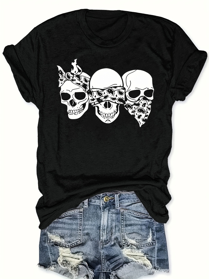 Happy Cartoon Skull T-Shirt, L - огляд і ціна Women'S Fashion Trends Summer 2025