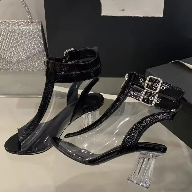 Crystal Heel Zip Sandals Summe - огляд і ціна Fashion Women Belt