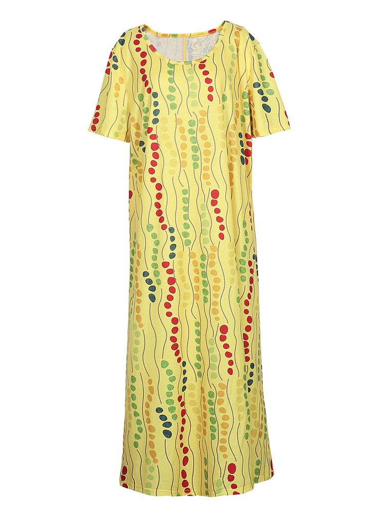 Plus Size Yellow Printed Midi  - огляд і ціна Maxi Dress Boho