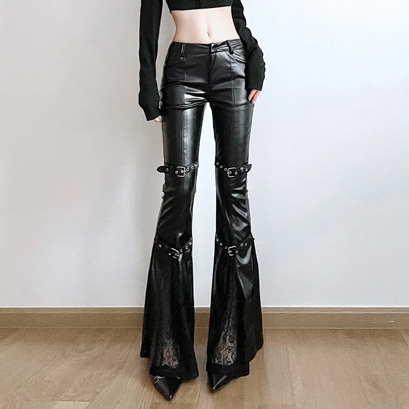 Women's PU Leather Flare Pants - огляд і ціна Women'S Y2K Fashion Aesthetic