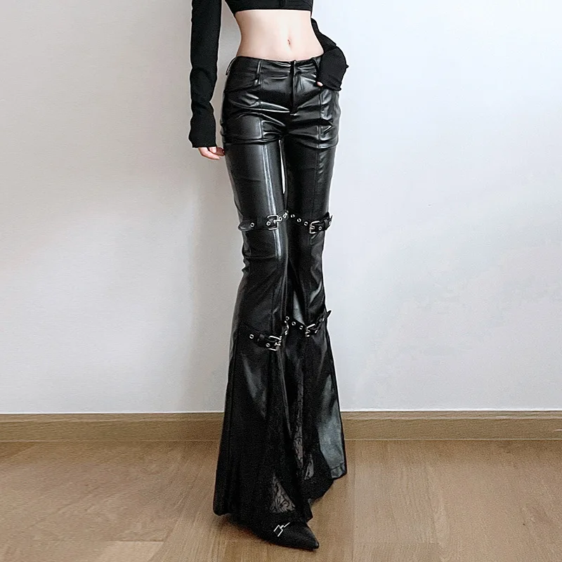 Women's PU Leather Flare Pants - огляд і ціна Women'S Y2K Fashion Aesthetic
