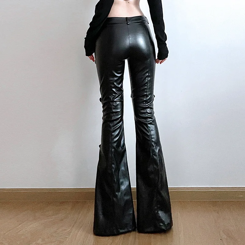 Women's PU Leather Flare Pants - огляд і ціна Women'S Y2K Fashion Aesthetic