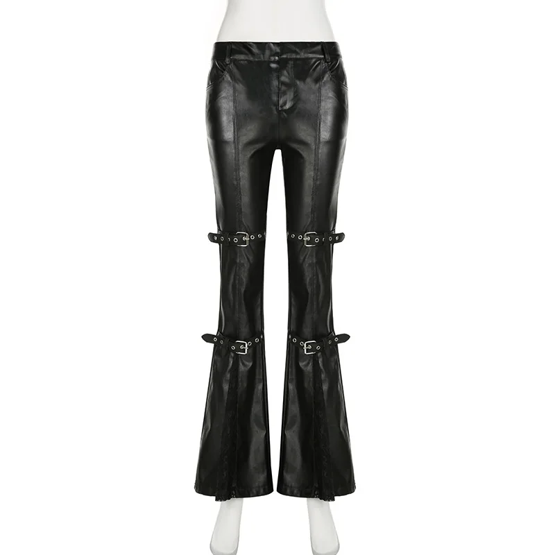 Women's PU Leather Flare Pants - огляд і ціна Women'S Y2K Fashion Aesthetic