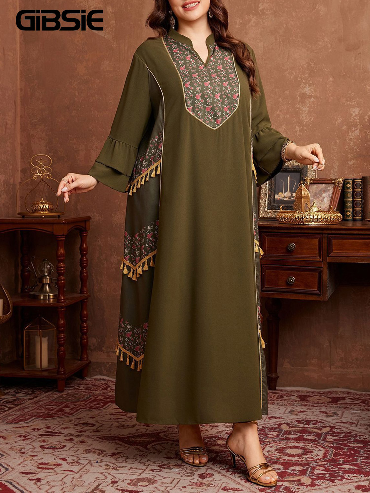 GIBSIE Plus Size Ethnic Style  - огляд і ціна Maxi Dress Boho